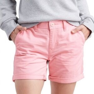 Levi’s mid rise classic stretch cotton chino shorts rolled hem pink 31